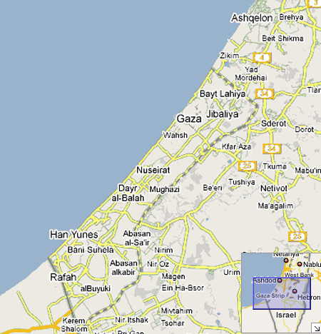 A Gázai övezet térképe
