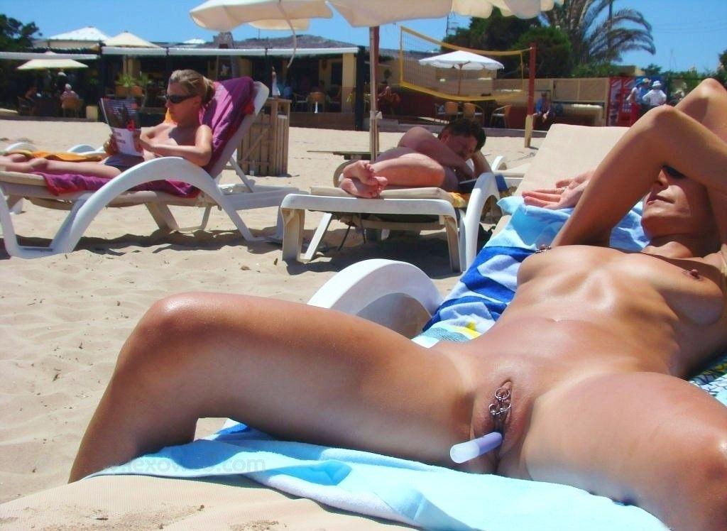 Bikini shaved masturbate dick on beach
