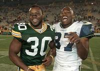 Ahman Green & Shaun visit following the game.