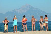 Greek ladies on Sarti beach