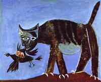 Pablo Picasso. Wounded Bird and Cat. 1938