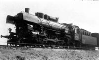 301.019-es mozdony Braunschweig-szaki teherplyaudvarnl, nmet szerkocsival (2'2' T34) s Witte fsttere0 lemezekkel, 1948-ban