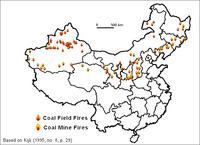 the distribution of coal fires in North China