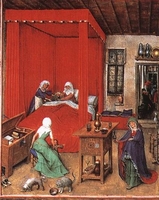 Miniaturist, Netherlandish The Birth of St John the Baptist   c. 1420