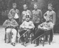 Convalescing officers of the b-h infantry. The Leutnant standing on the far right is Leo Wittmann